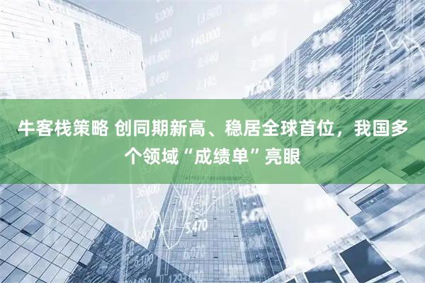 牛客栈策略 创同期新高、稳居全球首位，我国多个领域“成绩单”亮眼